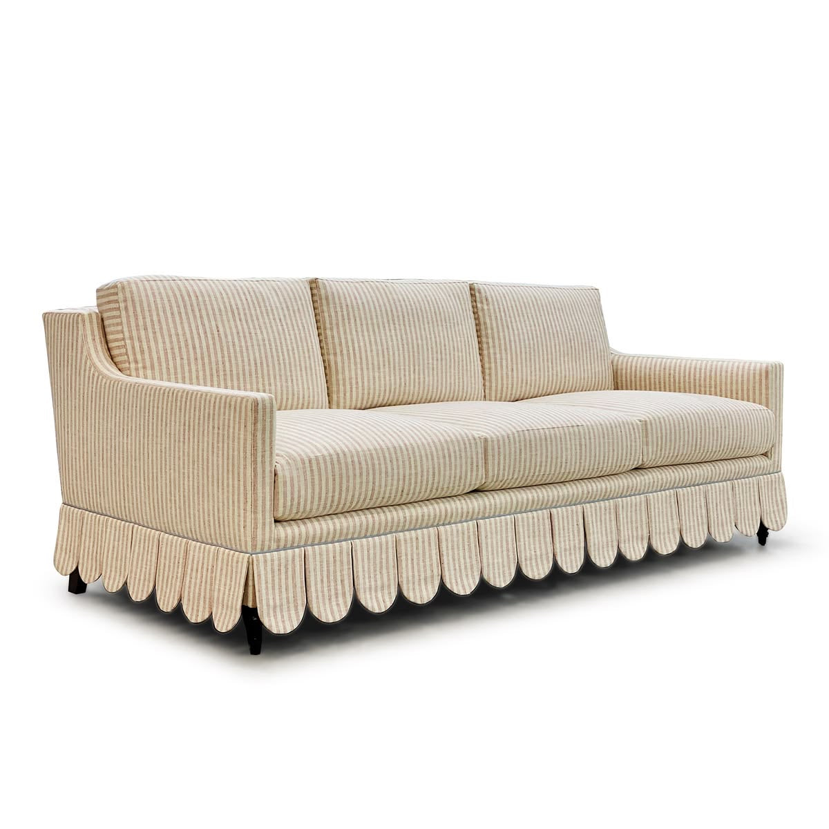 Luxury Modern Classic Striped Sofa with Ruffle Under the Sofa (Scalloped Skirt)