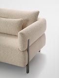 Modern 3-Seater Beige Sofa in Beige Slanted Luxury Buickley Fabric | Contemporary Metal Legs