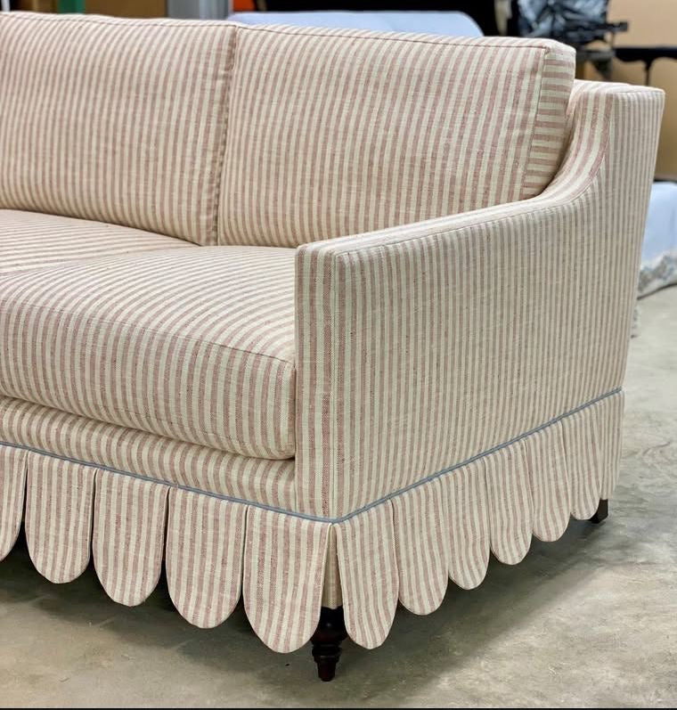 Luxury Modern Classic Striped Sofa with Ruffle Under the Sofa (Scalloped Skirt)